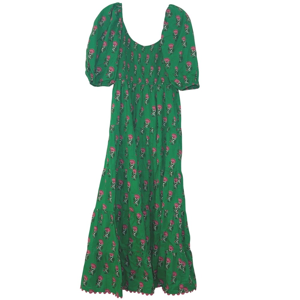 Pink City Prints Women's Parakeet Blossom Angelina Dress In Green women's small